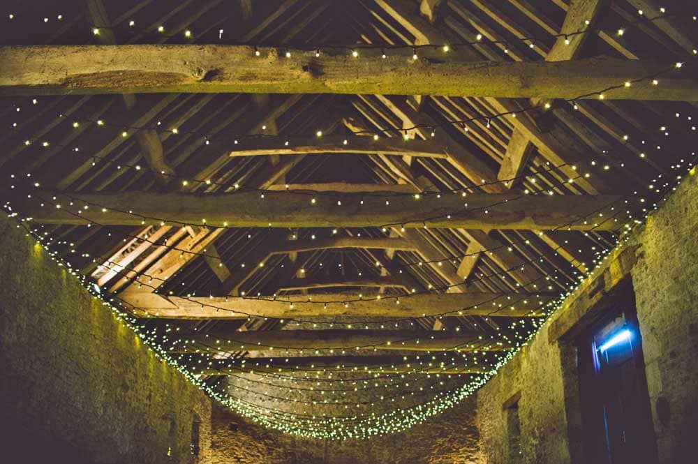 Rustic Barn with Wedding Lighting