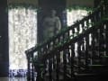 Combination of Curtain lighting and bannister fairy-lights with foliage