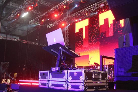 Dj decks and staging at the Excel centre